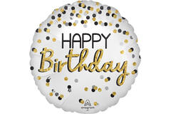 Foil Balloon - Mini - "HAPPY Birthday" - Black Silver Gold - Satin - 71 cm